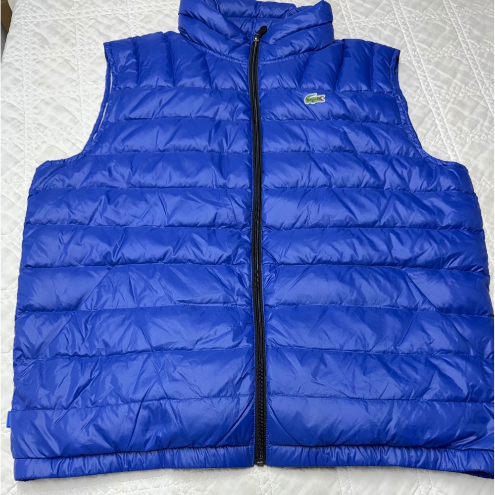 Lacoste Down Vest Mens 56 Blue Quilted Puffer Full Zip Sleeveless Jacket